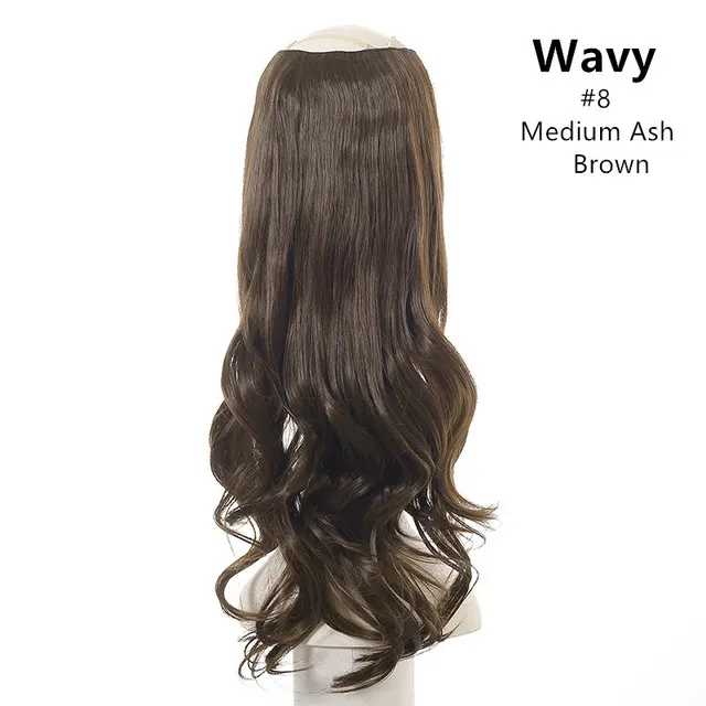 Wavy U Part Wigs for Women Clip in Hair Extension Invisible Half False Synthetic Wig Long Blonde Black Natural Hairpieces #8 - Shop at LoveMi