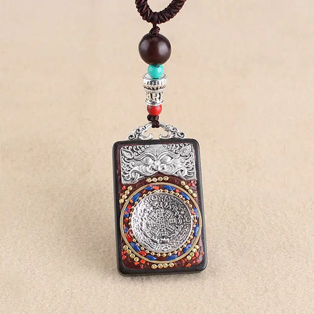 Ethnic Style Hand Made Thangka Ebony Pendant A11 - Shop at LoveMi