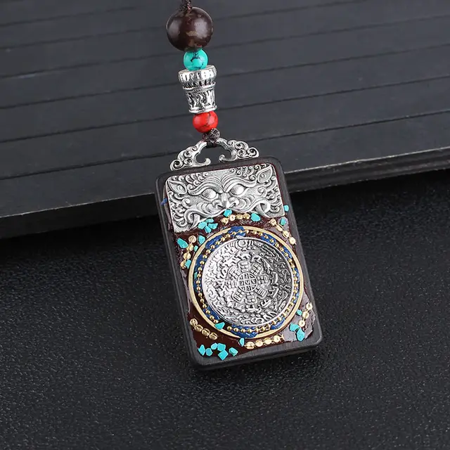 Ethnic Style Hand Made Thangka Ebony Pendant A12 - Shop at LoveMi