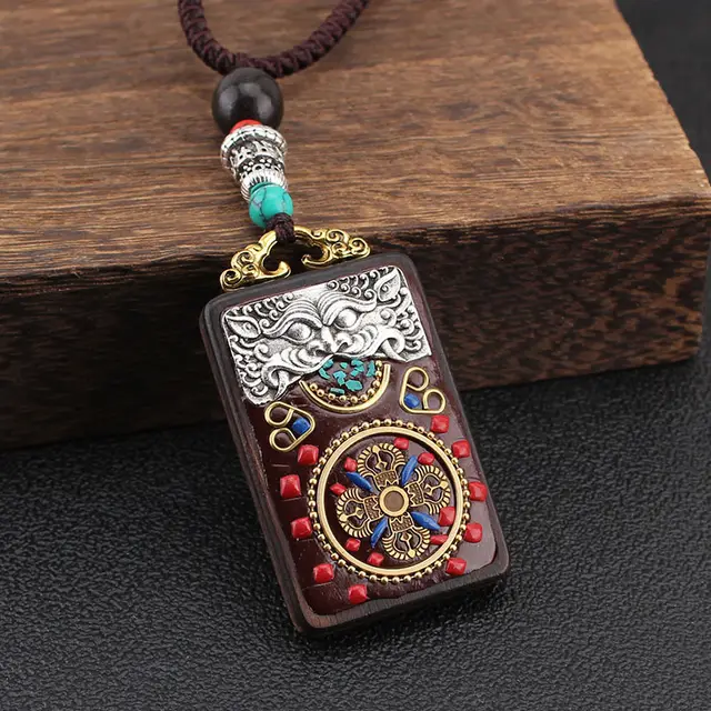 Ethnic Style Hand Made Thangka Ebony Pendant A14 - Shop at LoveMi