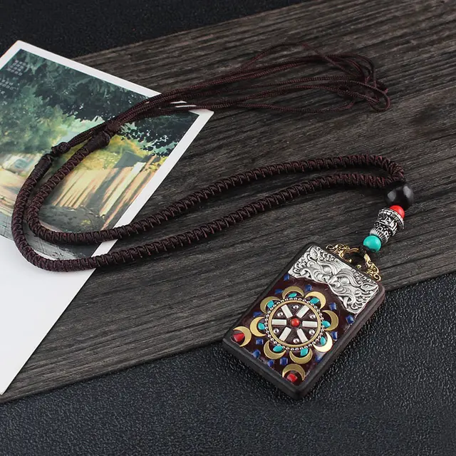 Ethnic Style Hand Made Thangka Ebony Pendant A3 - Shop at LoveMi