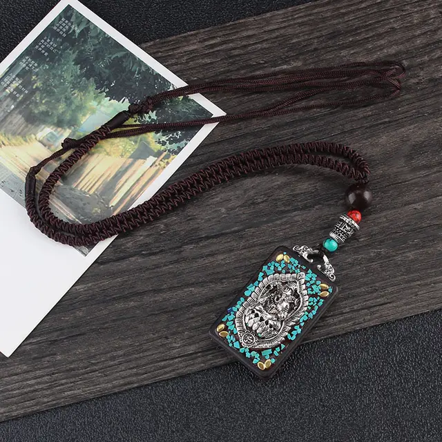 Ethnic Style Hand Made Thangka Ebony Pendant A4 - Shop at LoveMi