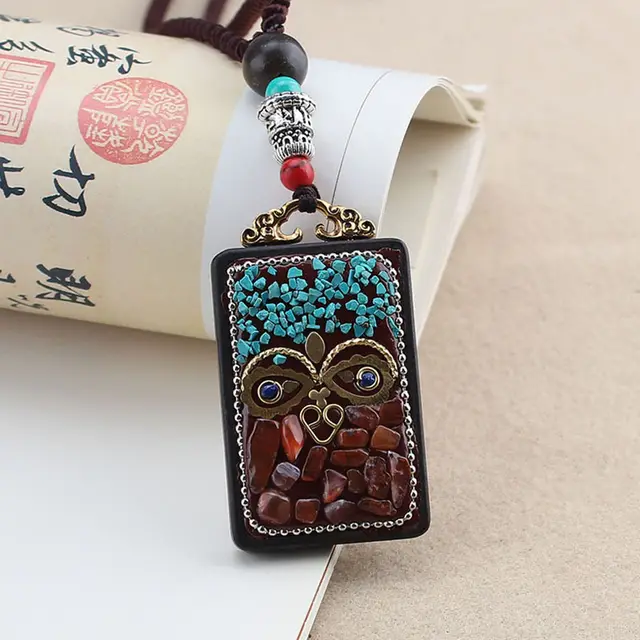 Ethnic Style Hand Made Thangka Ebony Pendant A9 - Shop at LoveMi