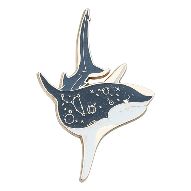 Ocean Shark Brooch Original Design Personality Metal Blue - Shop at LoveMi