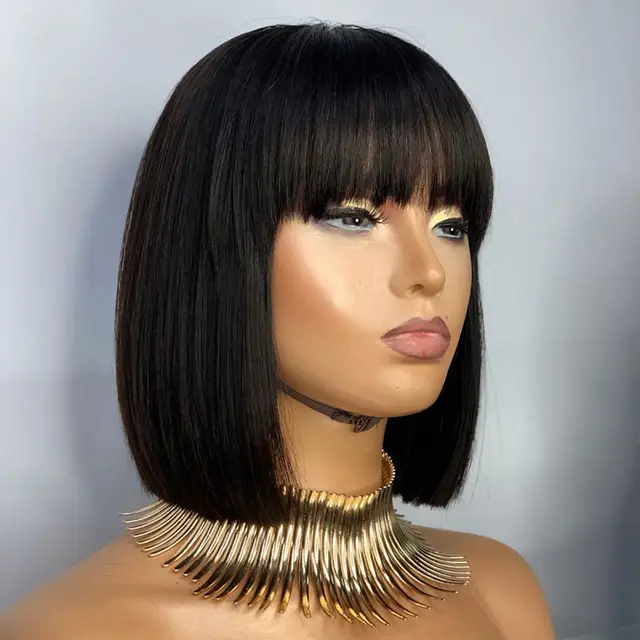 Beauty Short Straight Hair Boobs Face Shaping Headgear Black - Shop at LoveMi