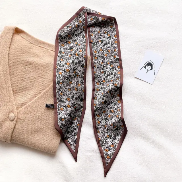 Version Of The New Headband Strap Bag Female Print Decoration Spring And Autumn Art Trend Scarf Flower Brown - Shop at LoveMi