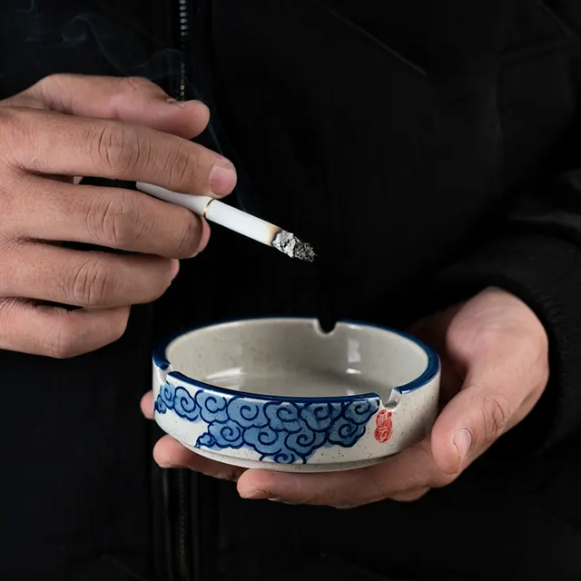 Hand painted Creative Personality Underglaze Ceramic Round Japanese Dining Table Ashtray Set Cloud - Shop at LoveMi