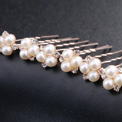 Wedding Jewelry Simple New Bride Headdress Pearl Rhinestone Hairpin Pin Wedding Jewelry Accessories Pink - Shop at LoveMi