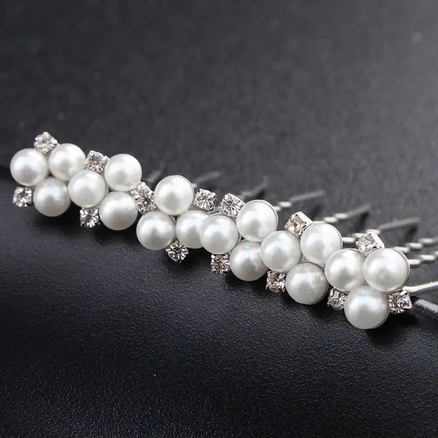 Wedding Jewelry Simple New Bride Headdress Pearl Rhinestone Hairpin Pin Wedding Jewelry Accessories Silver - Shop at LoveMi