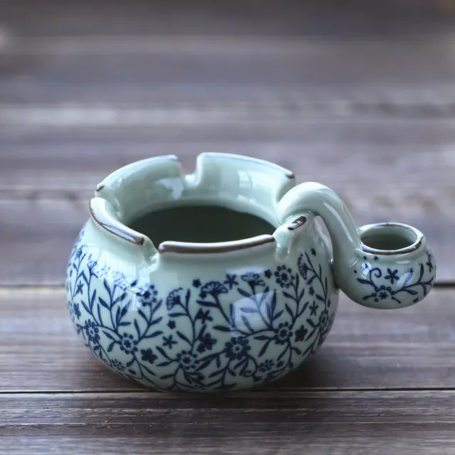 Qixi Japanese Style Underglaze Hand Painted Blue And White Ceramic Ashtray 1Style - Shop at LoveMi