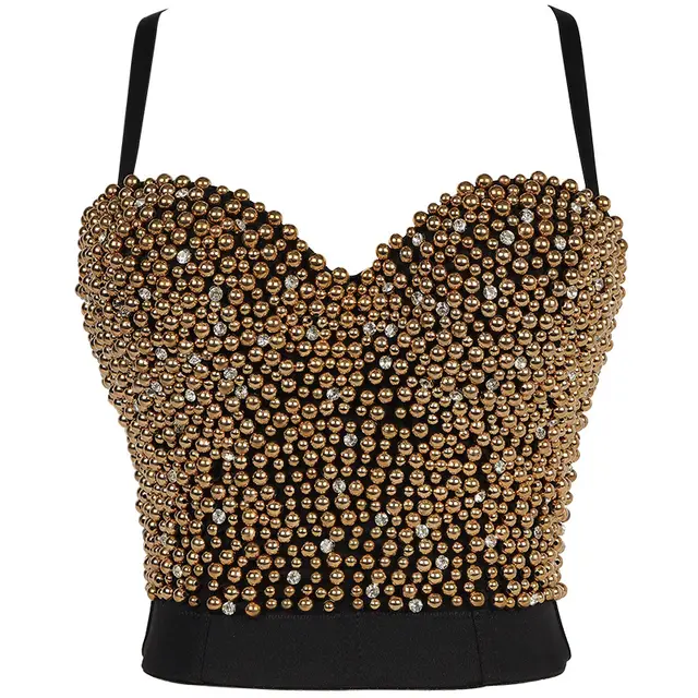 Ladies Underwear Bubble Beads And Diamond Tube Top Beaded Vest Bra Golden - Shop at LoveMi