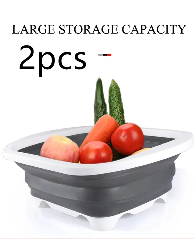 Folding Cutting Board Plastic Portable Folding Drain Basket Vegetable Washing Basin Foldable Cutting Board Sink A 2Pcs - Shop at LoveMi