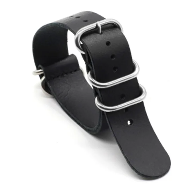 Leather Watch Strap Five ring Leather Strap Black - Shop at LoveMi