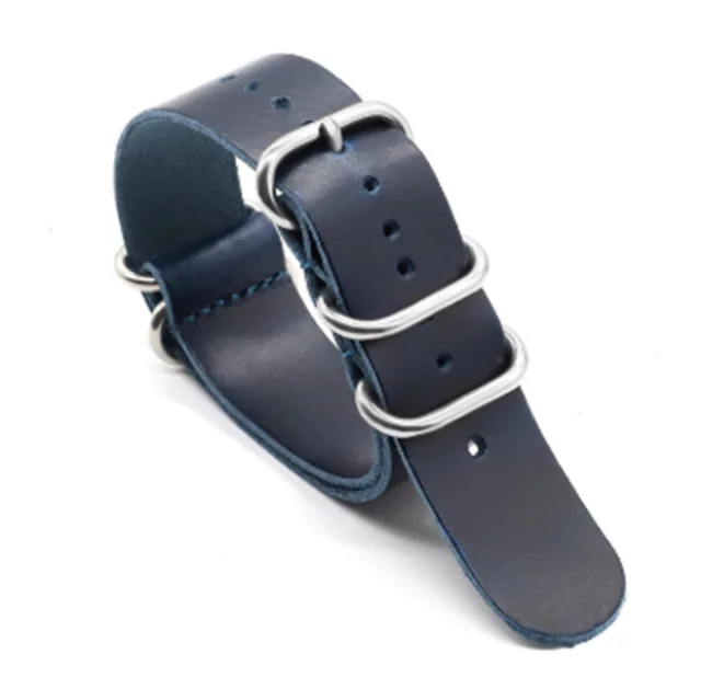 Leather Watch Strap Five ring Leather Strap Blue - Shop at LoveMi
