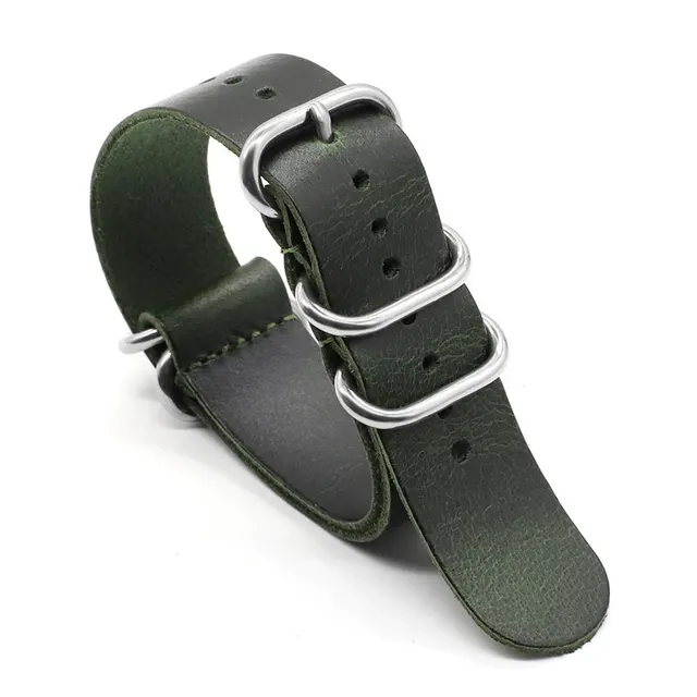 Leather Watch Strap Five ring Leather Strap Green - Shop at LoveMi