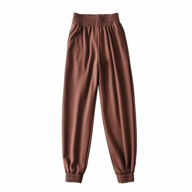 Women's Fashion Simple High Waist Loose Sweatpants Coffee - Shop at LoveMi