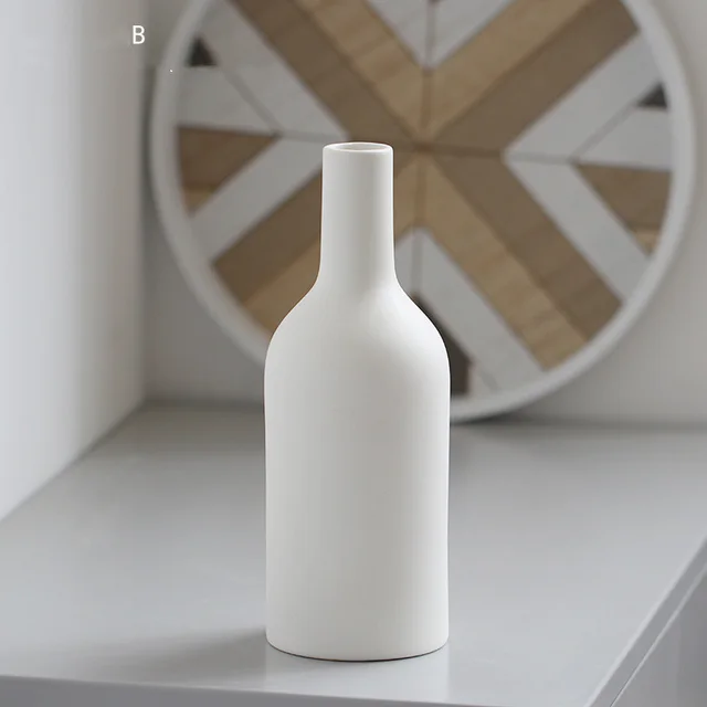 Ceramic Vase Brushed Nordic Modern Minimalist B White - Shop at LoveMi