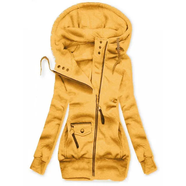 Stitched Drawstring Hooded Slim Fashion Jacket Yellow - Shop at LoveMi