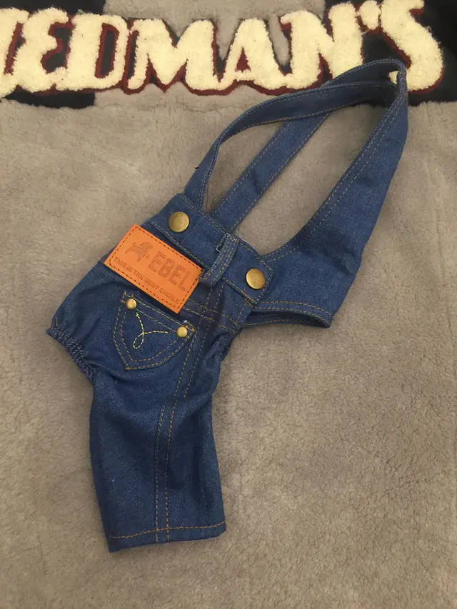 Dog Denim Overalls Spring And Autumn New All match Overalls Pet Clothes Dog Pants Dark Blue - Shop at LoveMi