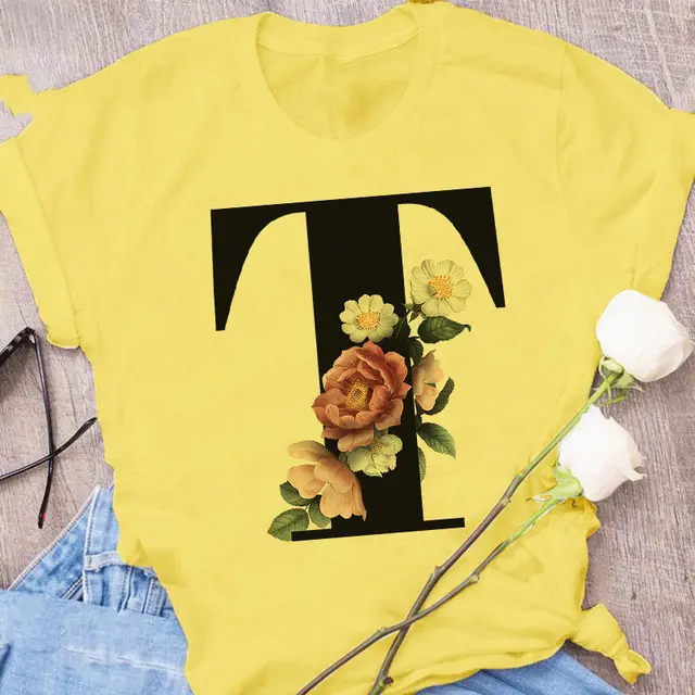 European and American Explosive 26 Letter Printing Simple Short Sleeve T shirt T - Shop at LoveMi