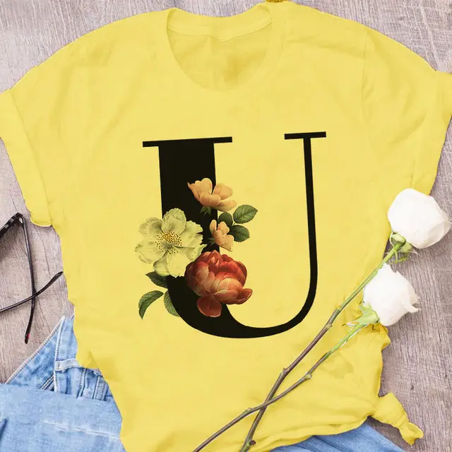 European and American Explosive 26 Letter Printing Simple Short Sleeve T shirt U - Shop at LoveMi