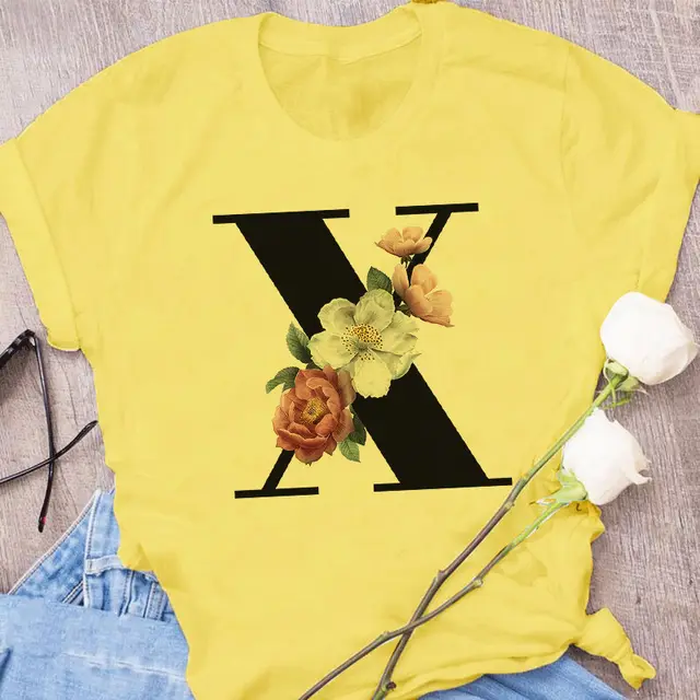 European and American Explosive 26 Letter Printing Simple Short Sleeve T shirt X - Shop at LoveMi