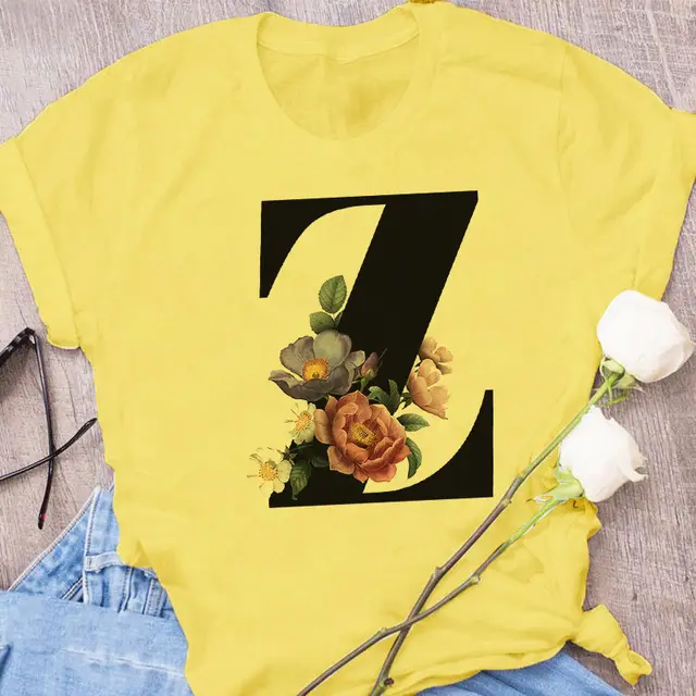 European and American Explosive 26 Letter Printing Simple Short Sleeve T shirt Z - Shop at LoveMi