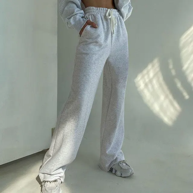High Waist Loose Slim Straight leg Pants Casual Pants Grey - Shop at LoveMi