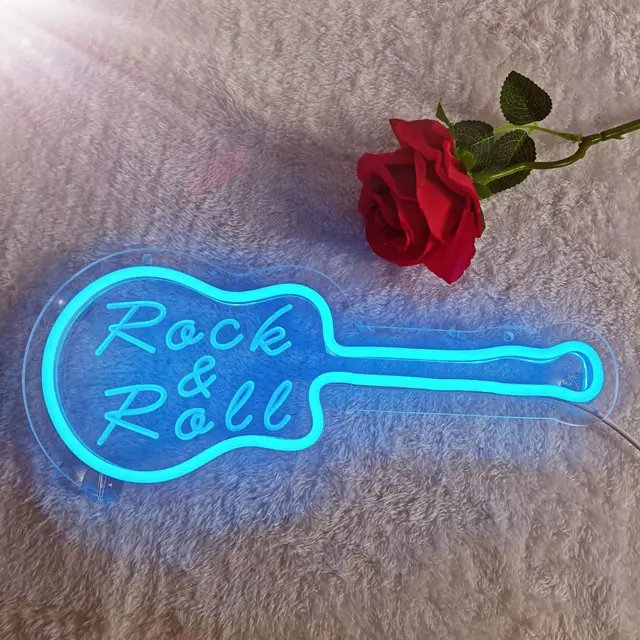 New Product Diamond Shaped Night Light Creative Birthday Gift Decoration Moon Neon Light Ice Blue Guitar - Shop at LoveMi