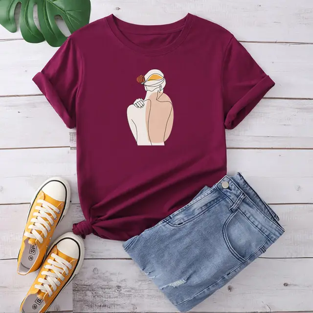 Large Round Neck And Comfortable Short Sleeves Wine Red - Shop at LoveMi