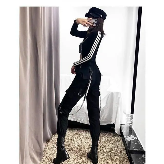Streetwear Cargo Pants for Women black Jogger Trousers Black - Shop at LoveMi