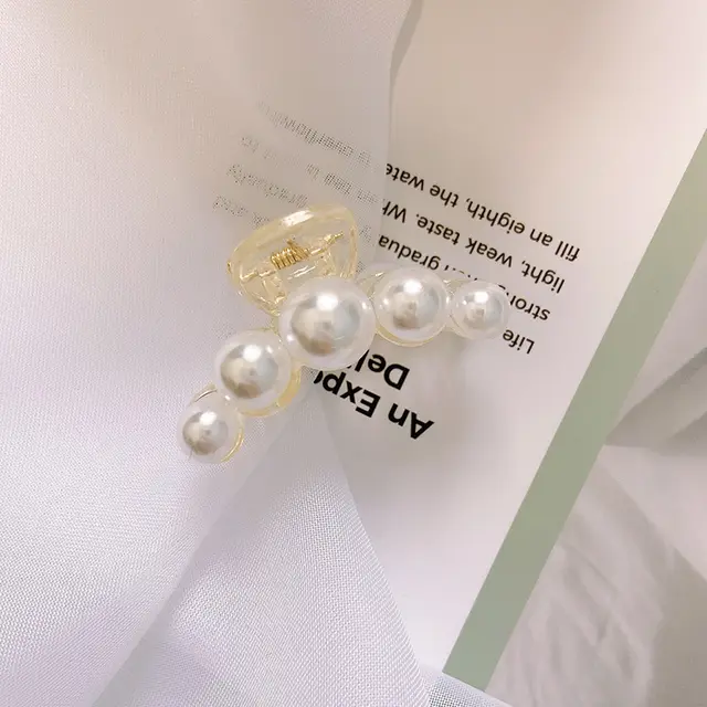Korean Pearl Hair Clip Female Metal Large Clip Tassel Bowknot Shark Clip Hair Claw Bathing Hair Accessories D - Shop at LoveMi
