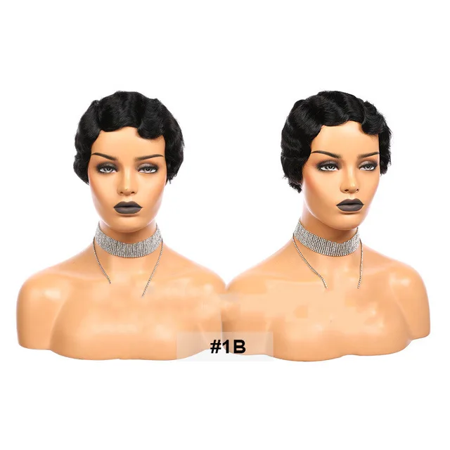 Ladies' Small Hair Band, Short Wig, Human Hair, Chopped, Machine Made 6Inch 1B - Shop at LoveMi