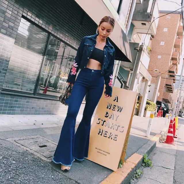 Autumn Slim Stretch Denim Jeans Pants Korean Casual Female Trousers Deep Blue Dark Blue - Shop at LoveMi