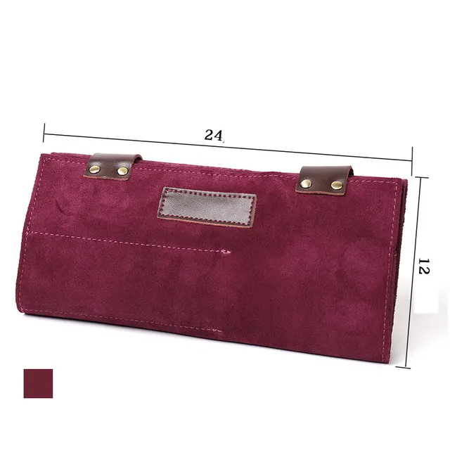 Leather Salon Barber Pure Color Roll Up Scissor Shear Holder Pouch Case Bag Hairdresser Handbag Purple - Shop at LoveMi