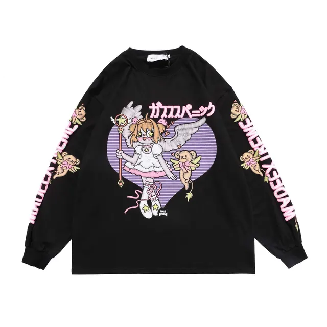 New Cartoon Fairy Long Sleeve Round Collar Hip Hop Black - Shop at LoveMi