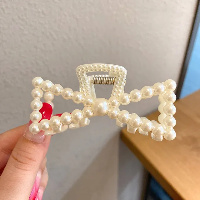 Pearl Hair Clip Grabbing Clip Female Side Clip Temperament Shark Clip - Shop at LoveMi