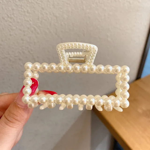 Pearl Hair Clip Grabbing Clip Female Side Clip Temperament Shark Clip - Shop at LoveMi