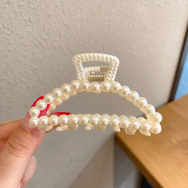 Pearl Hair Clip Grabbing Clip Female Side Clip Temperament Shark Clip - Shop at LoveMi