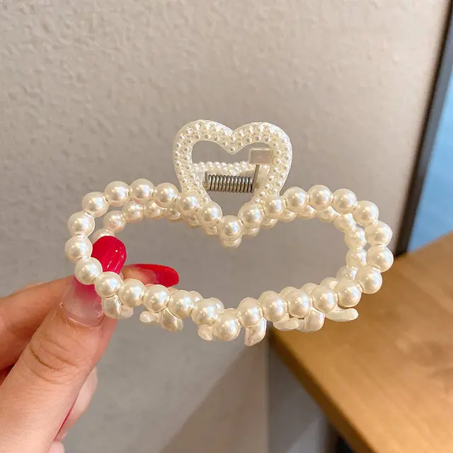 Pearl Hair Clip Grabbing Clip Female Side Clip Temperament Shark Clip - Shop at LoveMi