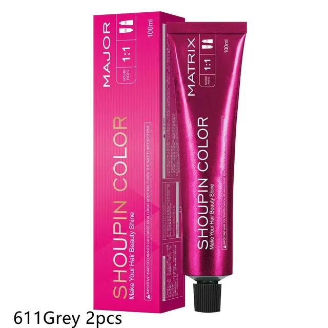100ml Salon Hairdressing Hair Dye Cream Mermaid Coloring Shampoo 611Grey 2Pcs - Shop at LoveMi