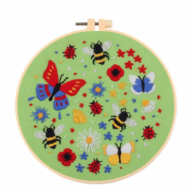Bee Embroidered Diy Material Bag Green - Shop at LoveMi