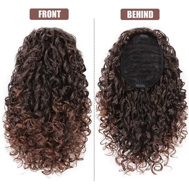 Wig Ponytail Wig Female African Small Curls B - Shop at LoveMi