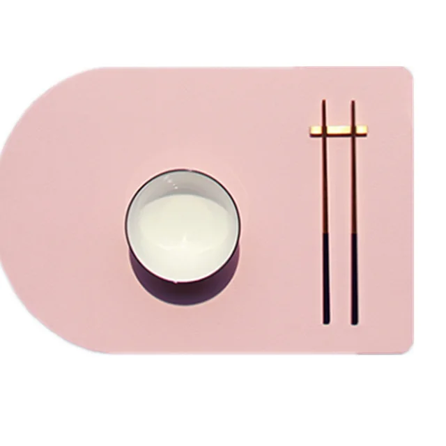 Semi Circular Washable Water And Oil Proof Placemat Pink - Shop at LoveMi