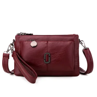 Female Pu Leather Hand Bill Of Lading Shoulder Bag Slant Cross Bag Red - Shop at LoveMi