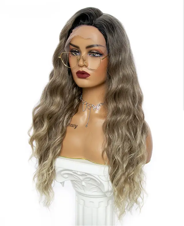 Golden Big Wave Long Chemical Fiber Lace Wig Female Headgear 5Style - Shop at LoveMi