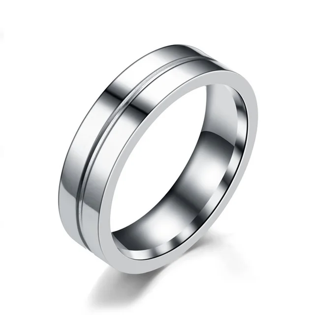 Simple Car Line Men s Titanium Steel Ring Zircon Couple Ring White - Shop at LoveMi