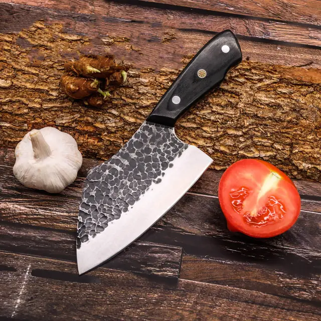 Hand Hammered Kitchen Knife Stainless Steel Outdoor Kitchen Deboning Knife Black - Shop at LoveMi