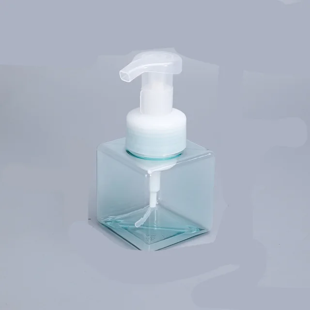 Foaming Mousse Square Plastic Bottle 250Ml Transparent Blue White P - Shop at LoveMi