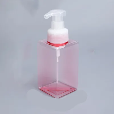 Foaming Mousse Square Plastic Bottle 450Ml Pink White Pump Head - Shop at LoveMi